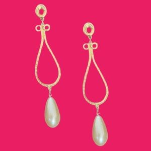 Pearl Drop Golden Pierced Earrings​